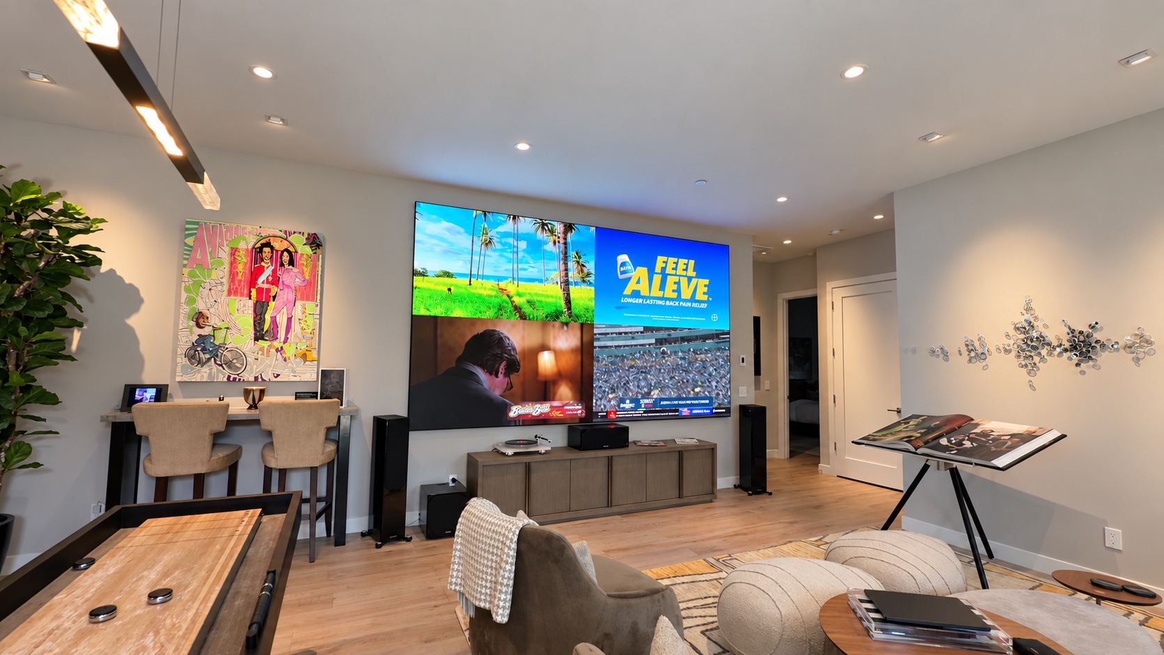 Pixel Perfect Walls display integrated into a completed residential entertainment space
